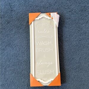 Bathroom Rules Wall Art  20”L x 8” W